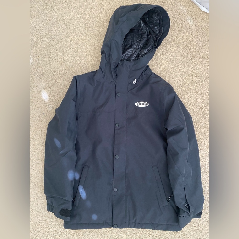 volcom boys insulated snow jacket youth large 12y. snowboard. ziptech feature